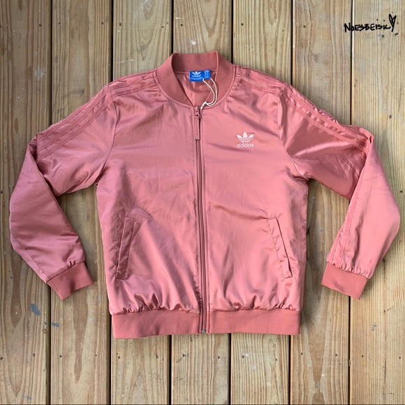 adidas Jackets & Blazers - Adidas Satin Rose Gold Pink Bomber Jacket